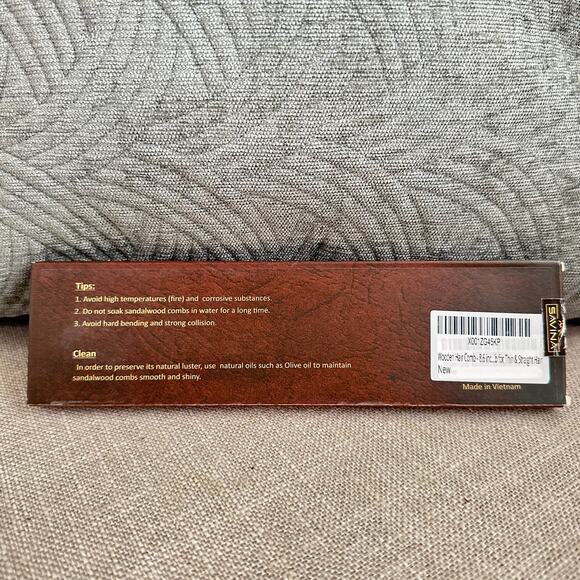 NEW Savina Brown Wooden Handmade Hair Comb 8.5 IN - Picture 4 of 10